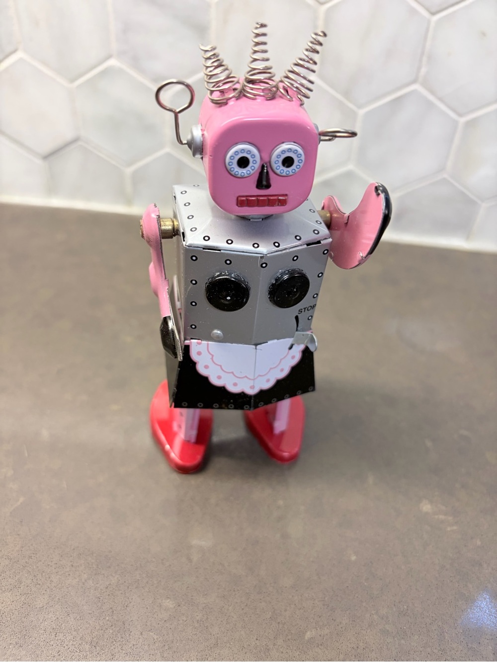 Pink Roxy  Robot Toy - tin toy